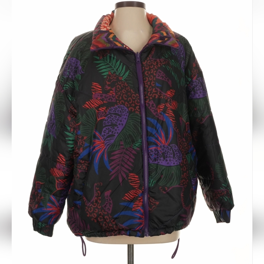 FARM Rio Patchwork Reversible Puffer Jacket Small - image 3